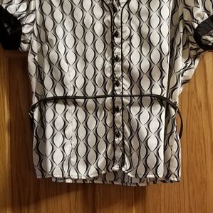 DRESS BARN XL BUTTON FRONT BELTED BLOUSE